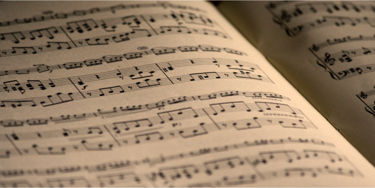 A close up of sheet music